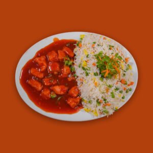 Egg Fried Rice with Chicken Manchurian Lunch Box